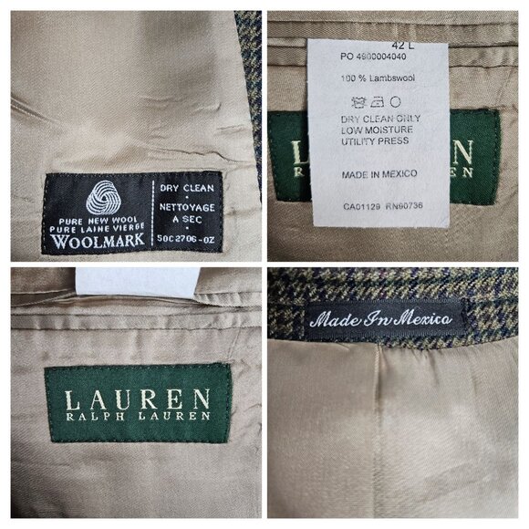 Lauren Ralph Lauren Mens LambsWool Blazer Jacket Houndstooth 42L Multi Color - Picture 10 of 12